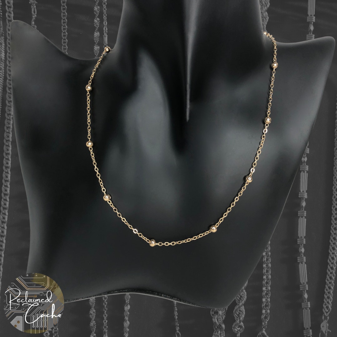 Gold Simple Beaded Necklace